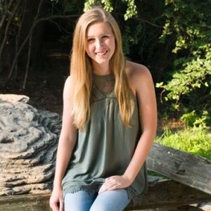 Green halter neck top